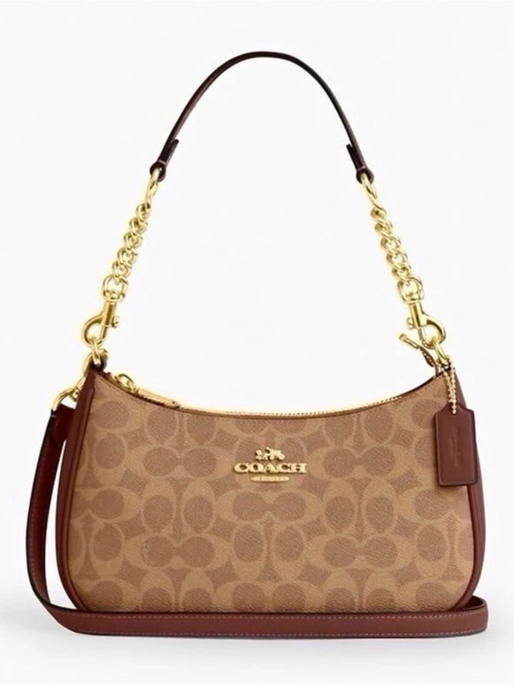 Coach Brown Signature Canvas Crossbody with Gold Hardware